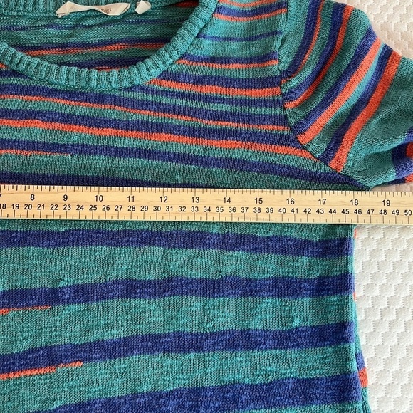 SOFT SURROUNDINGS ODYSSEY STRIPE SWEATER SZ MED CROSSED HEM NUBBY COTTON - Picture 4 of 8